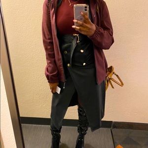 Zara Leather Pinafore Dress